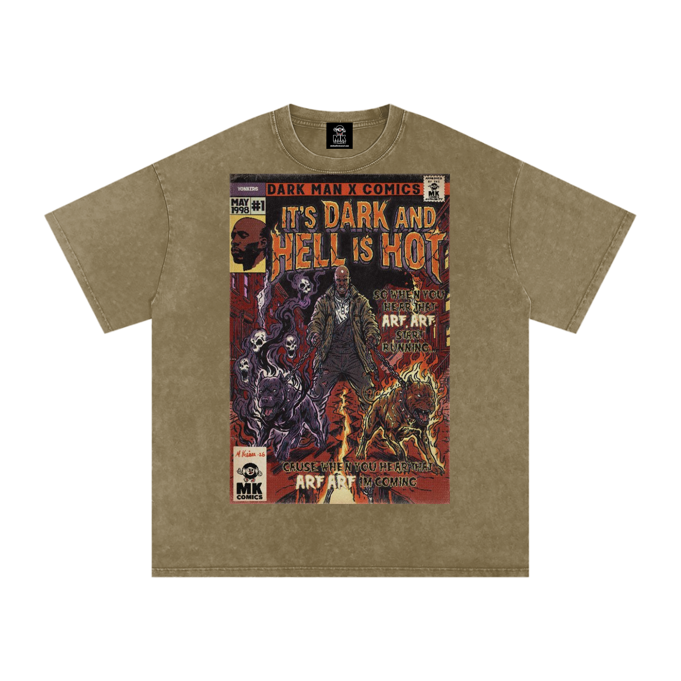 It's Dark & Hell is Hot - Snow Washed Oversized Cotton T-Shirt