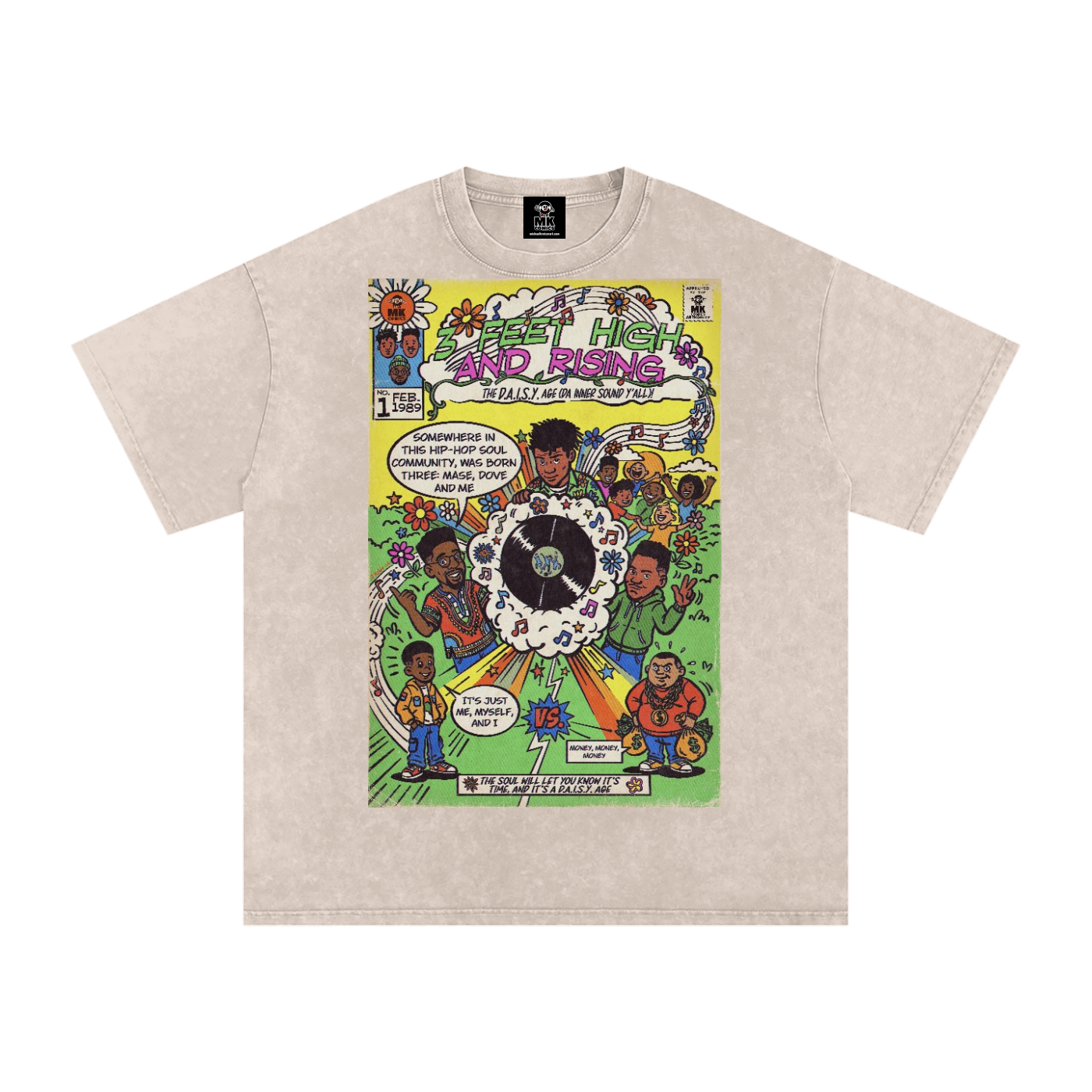3 Feet High & Rising - Snow Washed Oversized Cotton T-Shirt