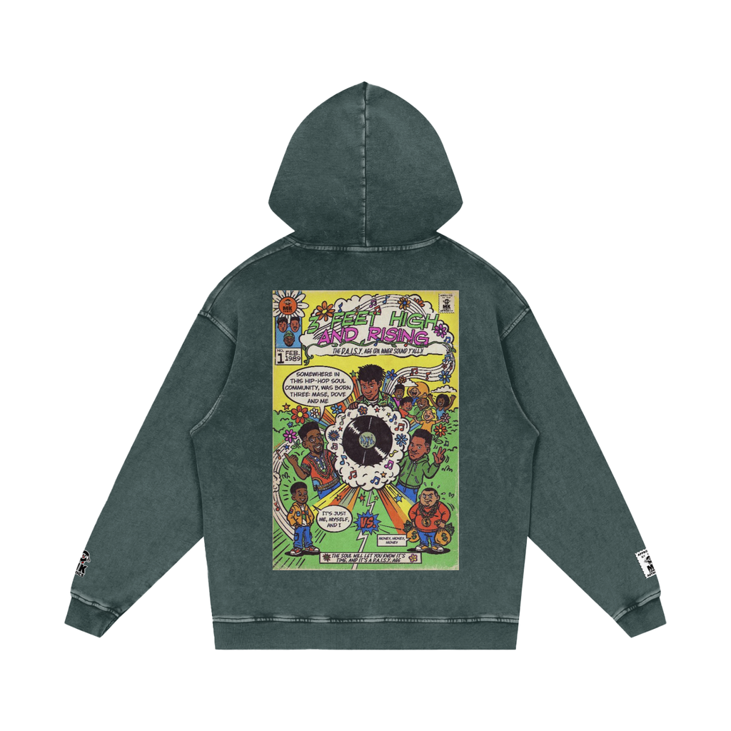 3 Feet High & Rising - Snow Washed Loose Cotton Hoodie