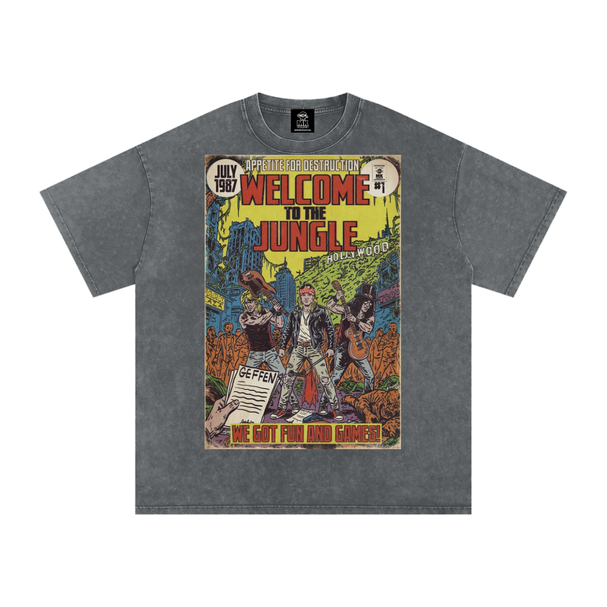 Welcome to the Jungle - Snow Washed Oversized Cotton T-Shirt