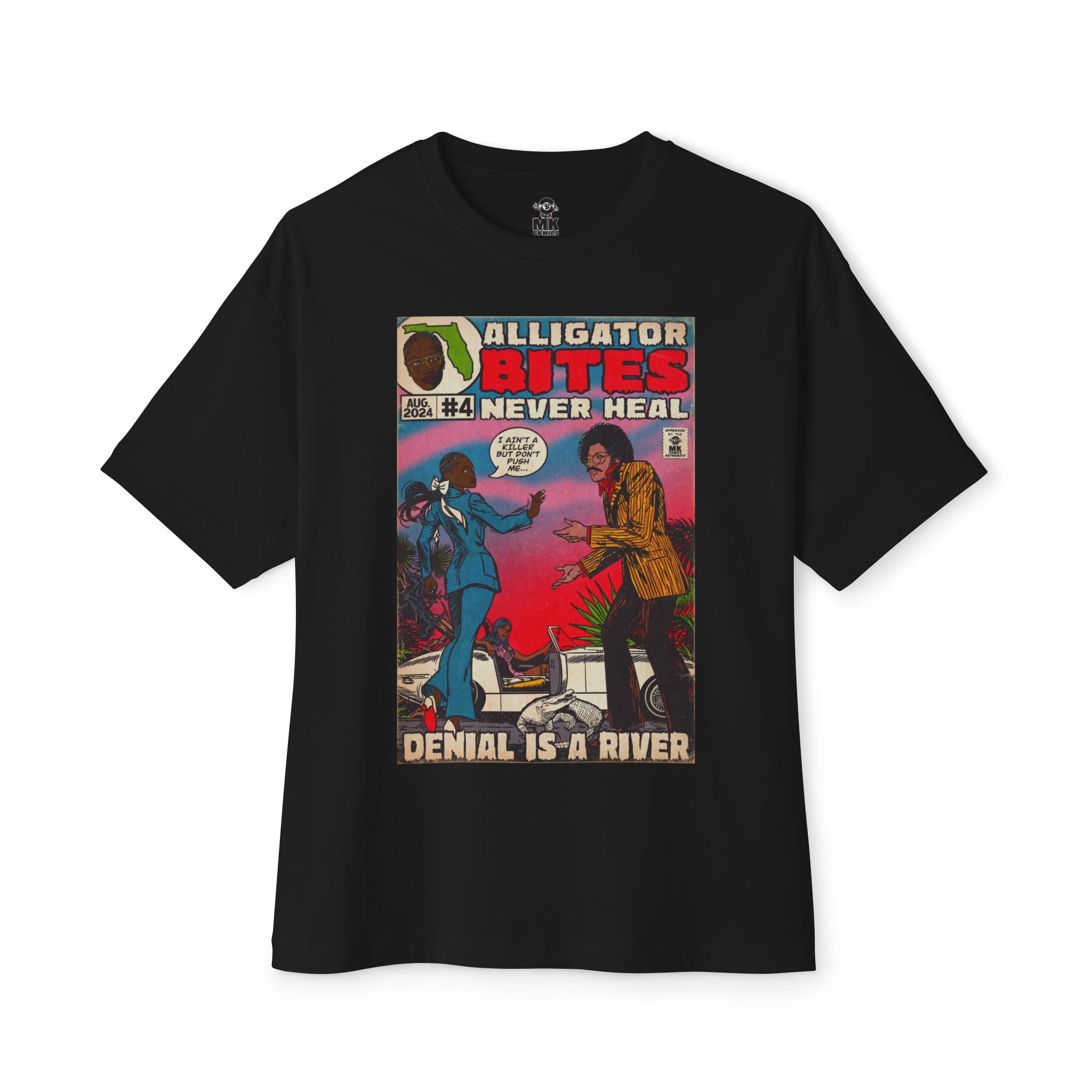 Denial is a River - Alligator Bites - Unisex Oversized Boxy Tee