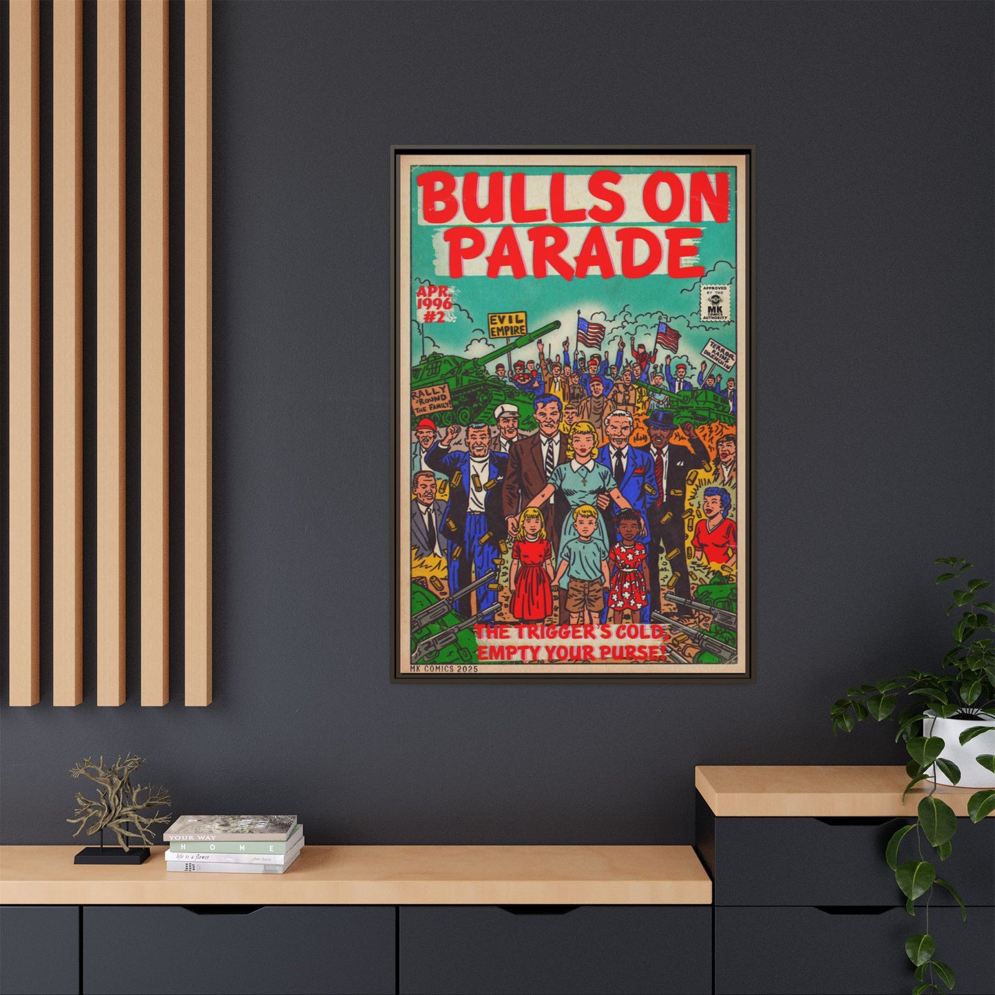 Bulls Parade -Matte Canvas, Framed (Multi-color)