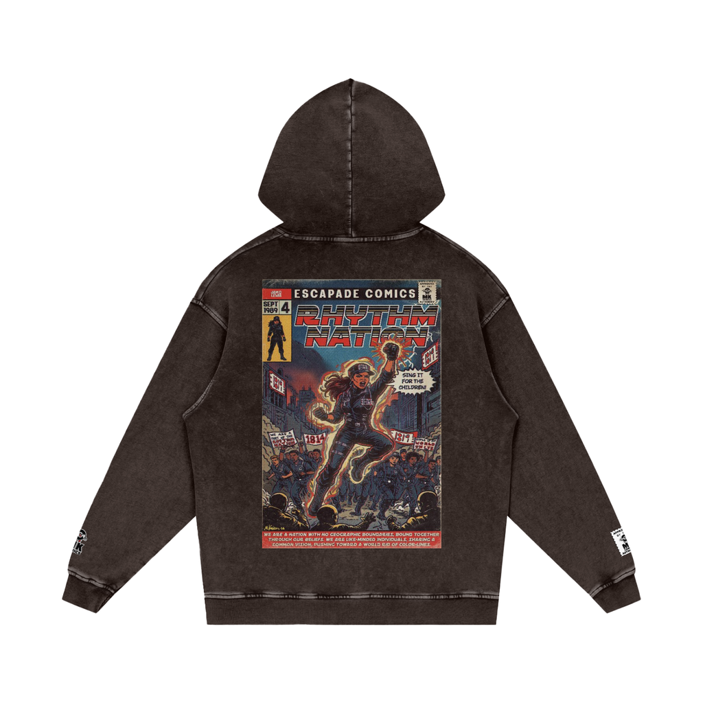 Rhythm Nation - Snow Washed Loose Cotton Hoodie