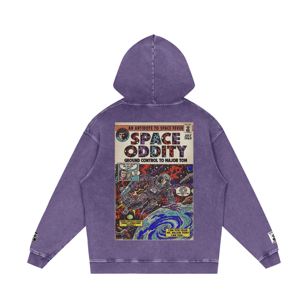 Space Oddity - Snow Washed Loose Cotton Hoodie