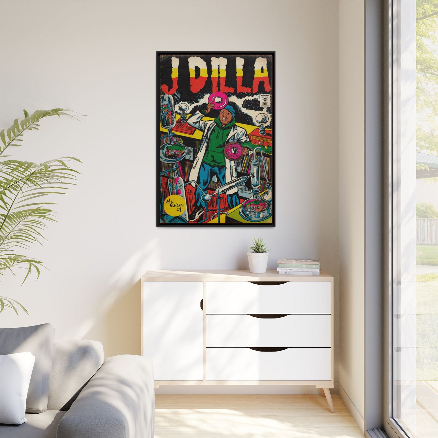 J Dilla - Comic Book Art - Gallery Canvas Wraps, Vertical Frame