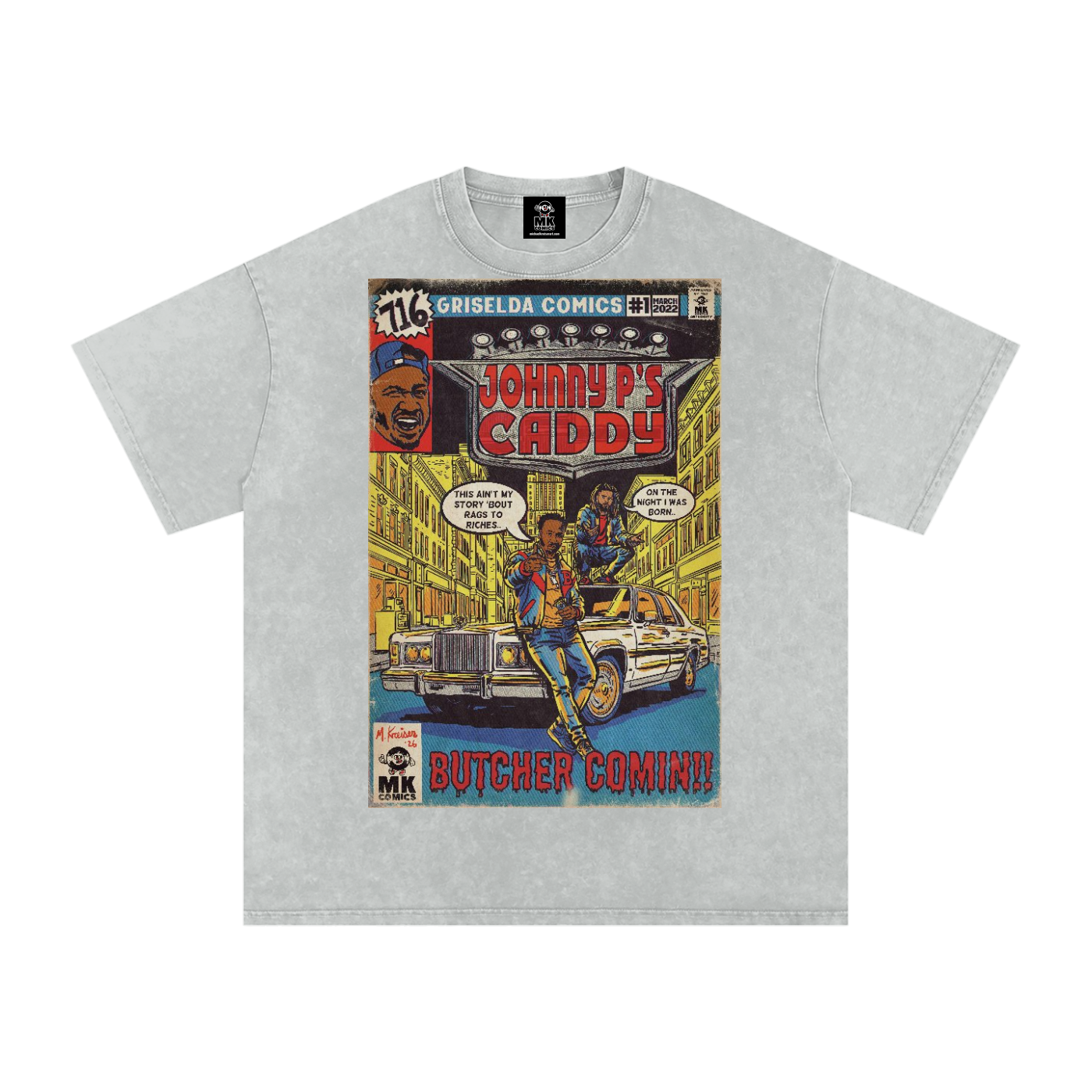 Johnny P's Caddy - Snow Washed Oversized Cotton T-Shirt