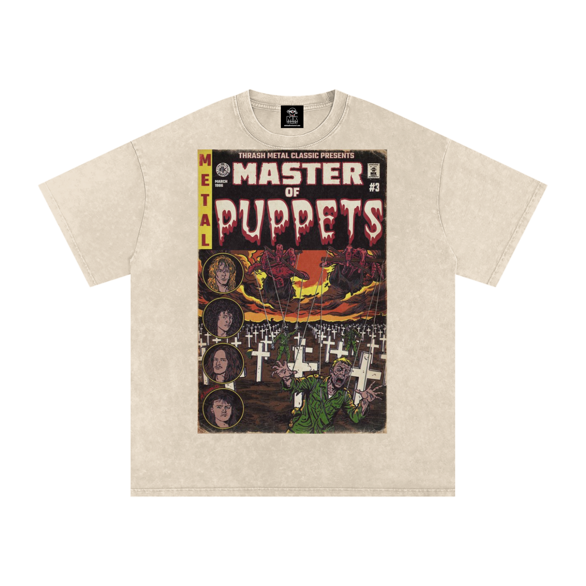 Master of Puppets - Snow Washed Oversized Cotton T-Shirt