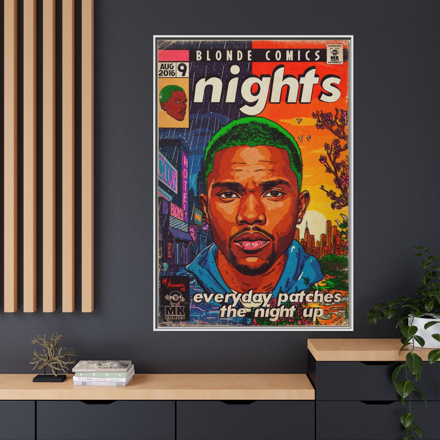 Frank Ocean -Nights - Matte Canvas, Framed (Multi-color)
