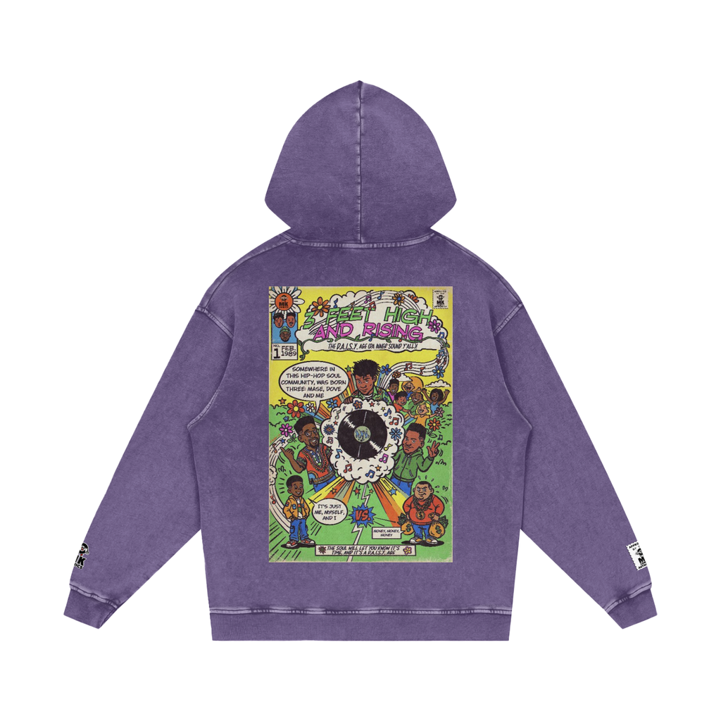 3 Feet High & Rising - Snow Washed Loose Cotton Hoodie