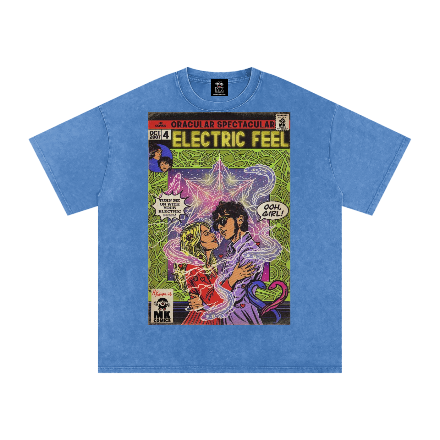 Electric Feel - Snow Washed Oversized Cotton T-Shirt