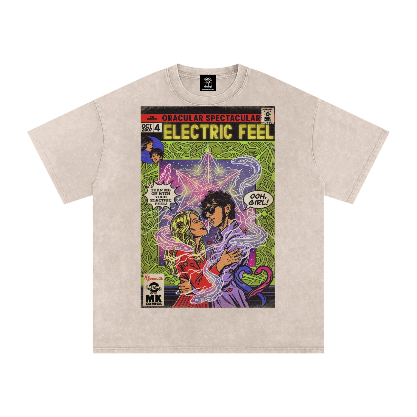 Electric Feel - Snow Washed Oversized Cotton T-Shirt