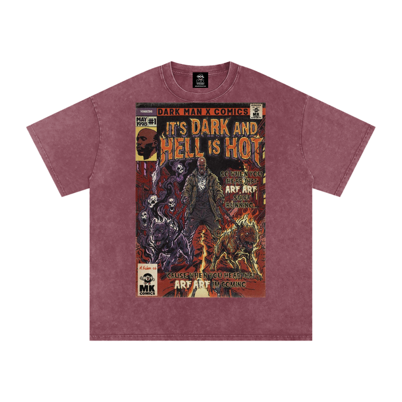 It's Dark & Hell is Hot - Snow Washed Oversized Cotton T-Shirt