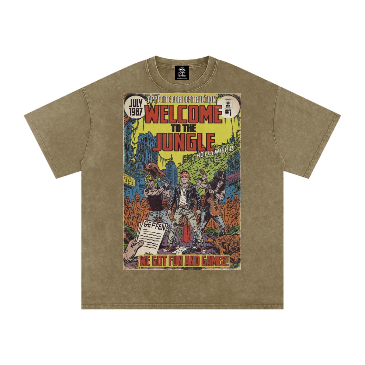 Welcome to the Jungle - Snow Washed Oversized Cotton T-Shirt