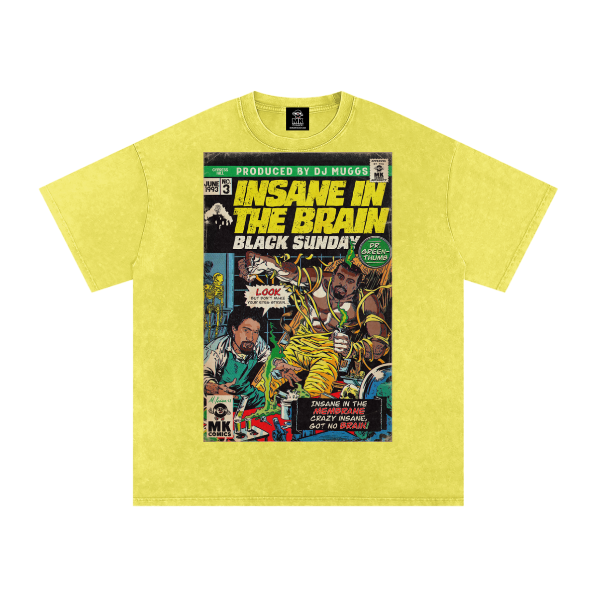 Insane in the Brain - Snow Washed Oversized Cotton T-Shirt