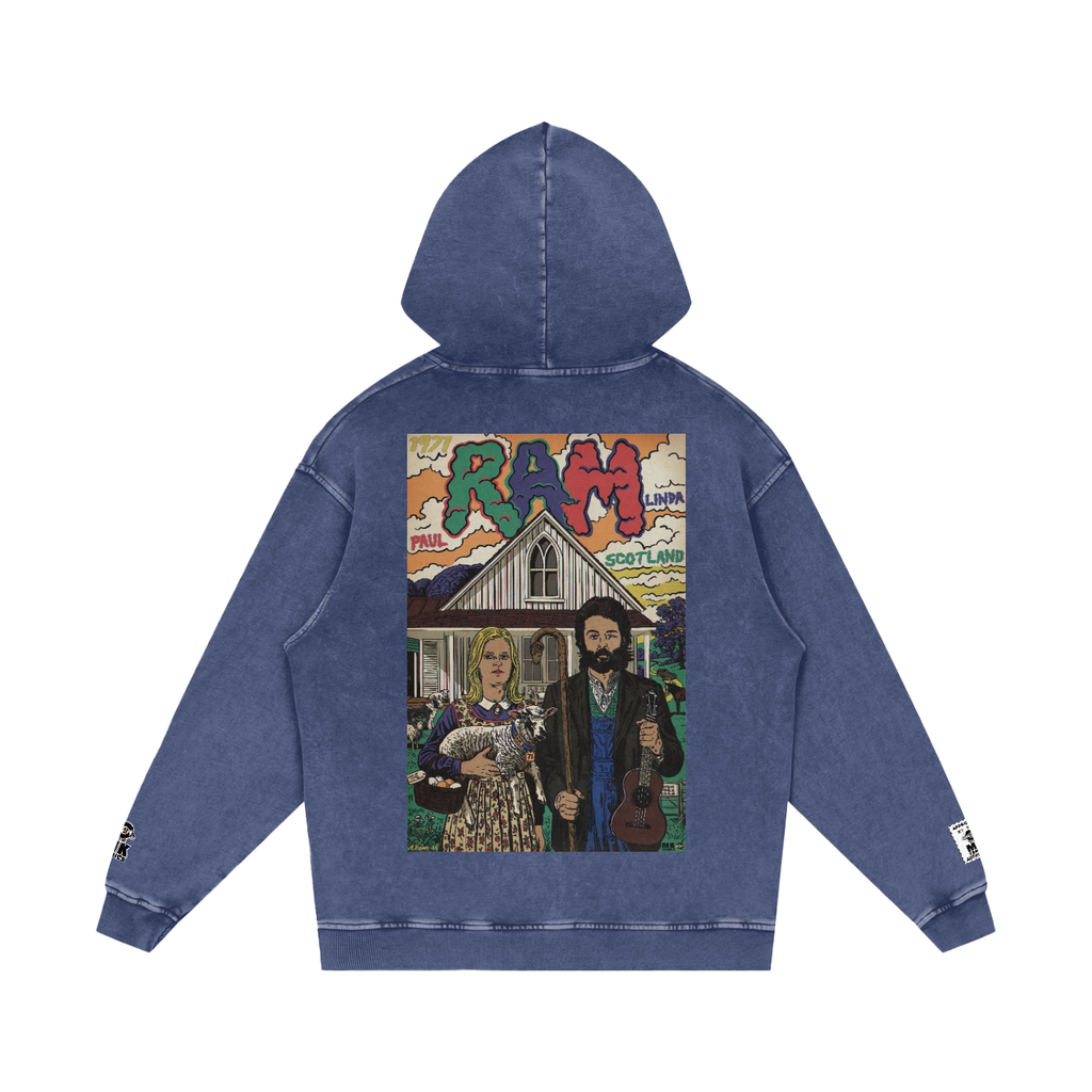 Ram - Snow Washed Loose Cotton Hoodie
