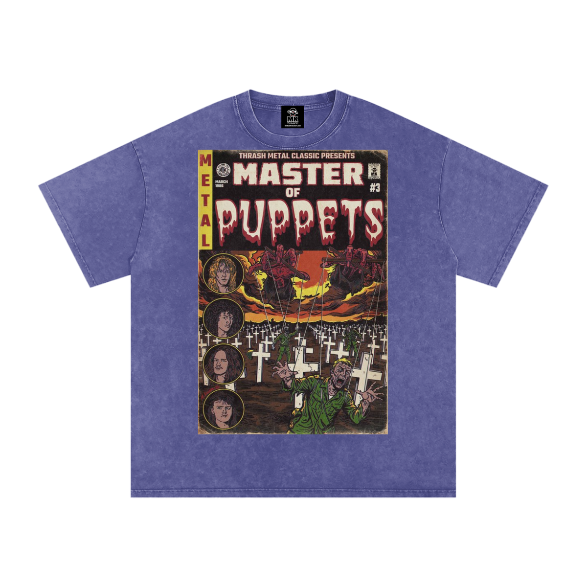 Master of Puppets - Snow Washed Oversized Cotton T-Shirt