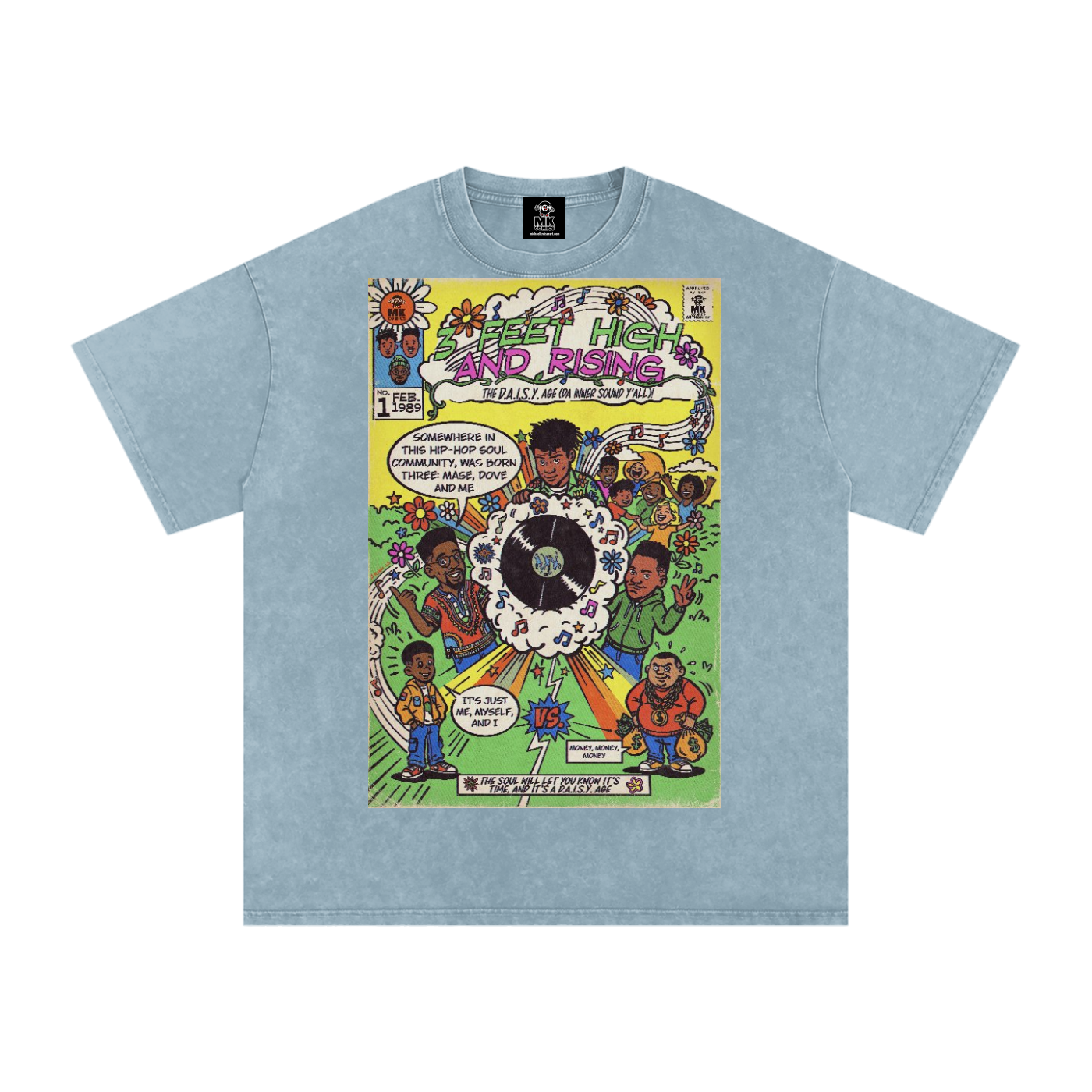 3 Feet High & Rising - Snow Washed Oversized Cotton T-Shirt