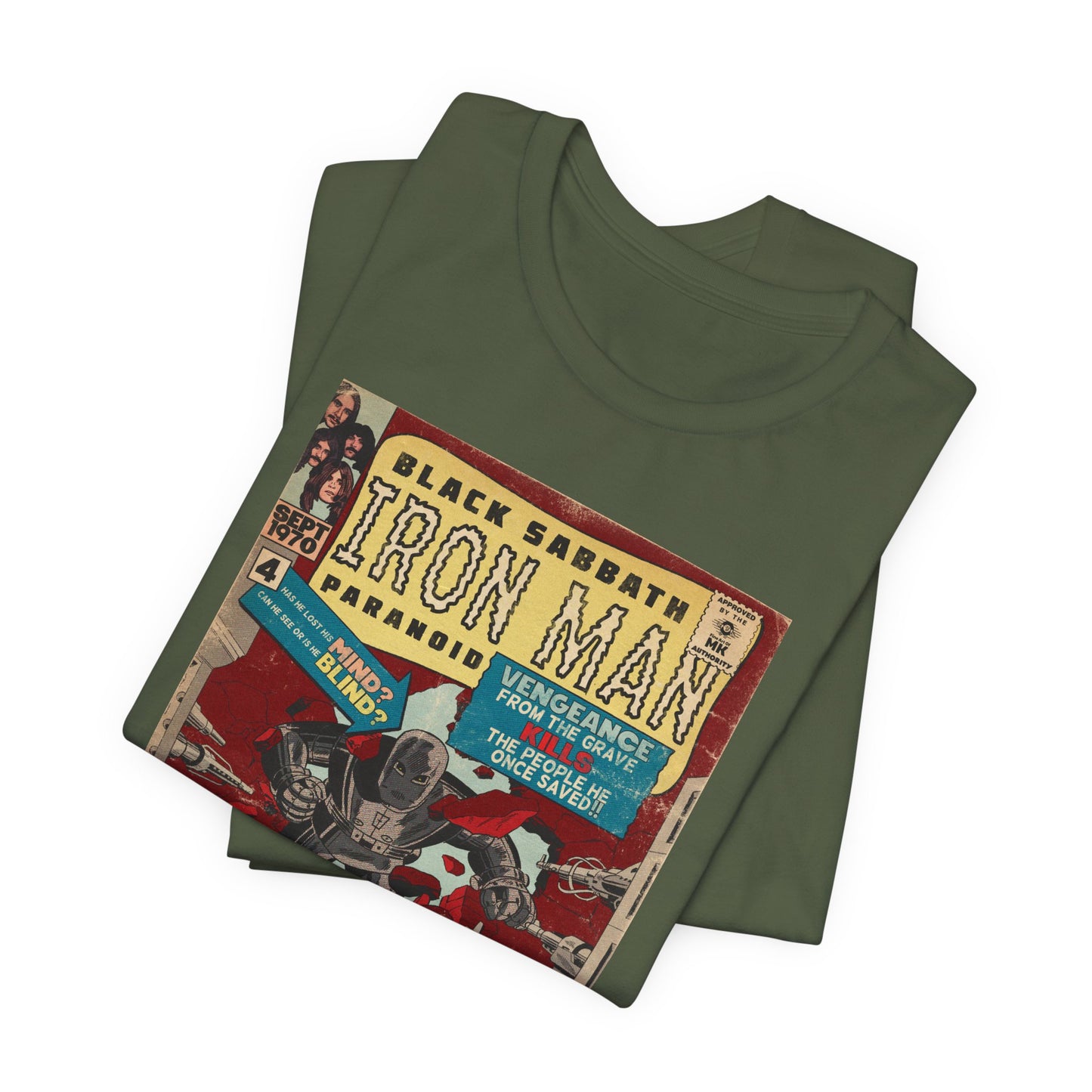 Black Sabbath - Iron Man Rock Comic Art - Unisex Jersey Short Sleeve Tee