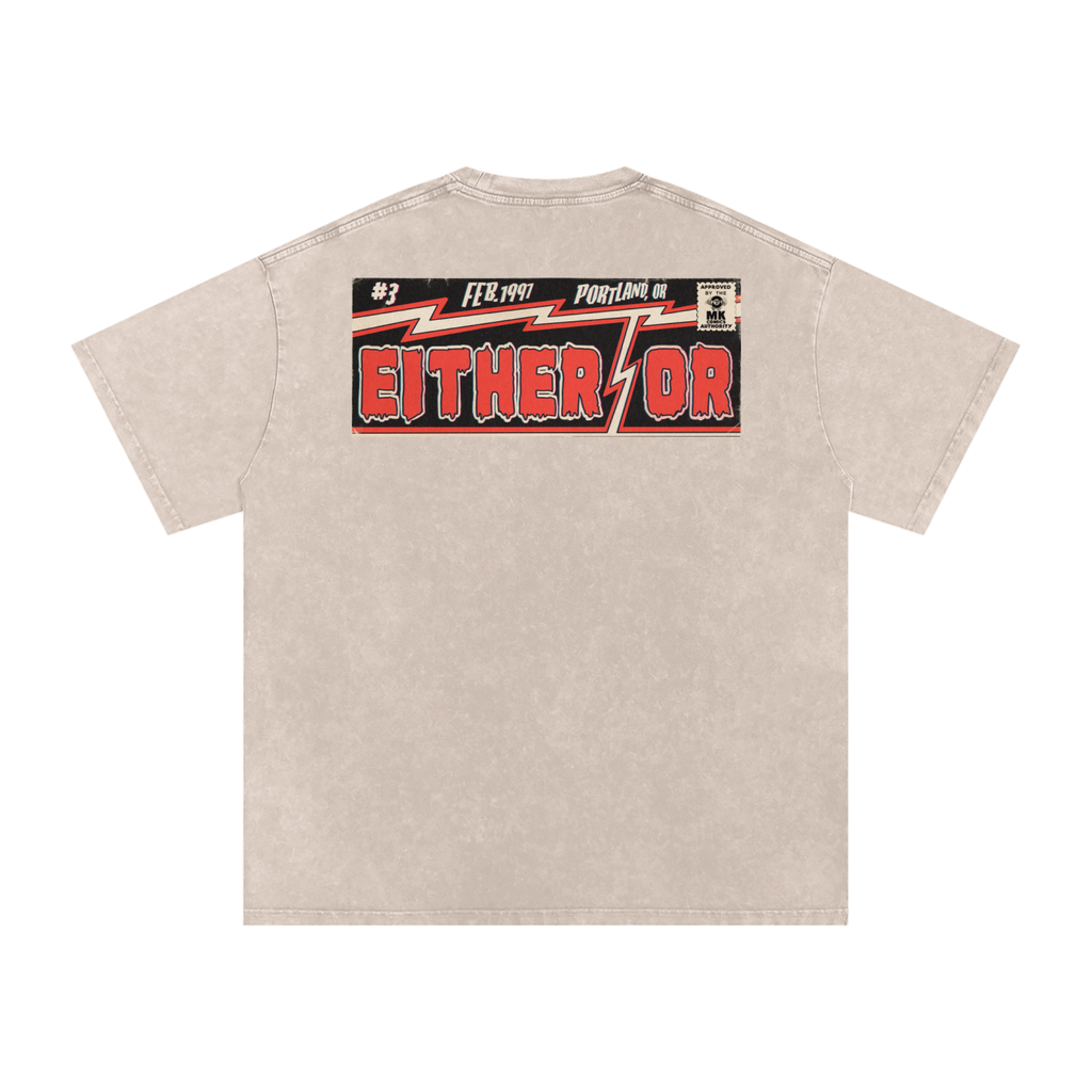 Either/Or - Snow Washed Oversized Cotton T-Shirt