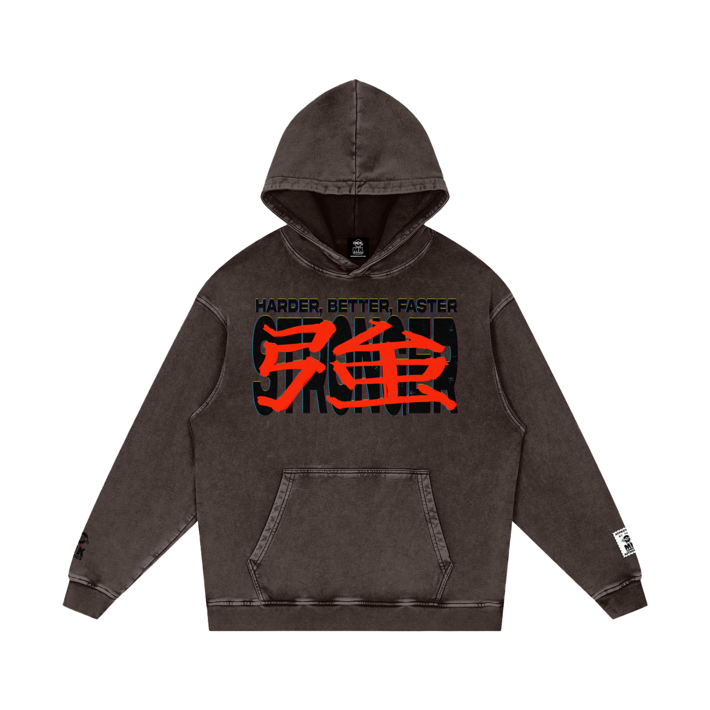 Stronger - Snow Washed Loose Cotton Hoodie