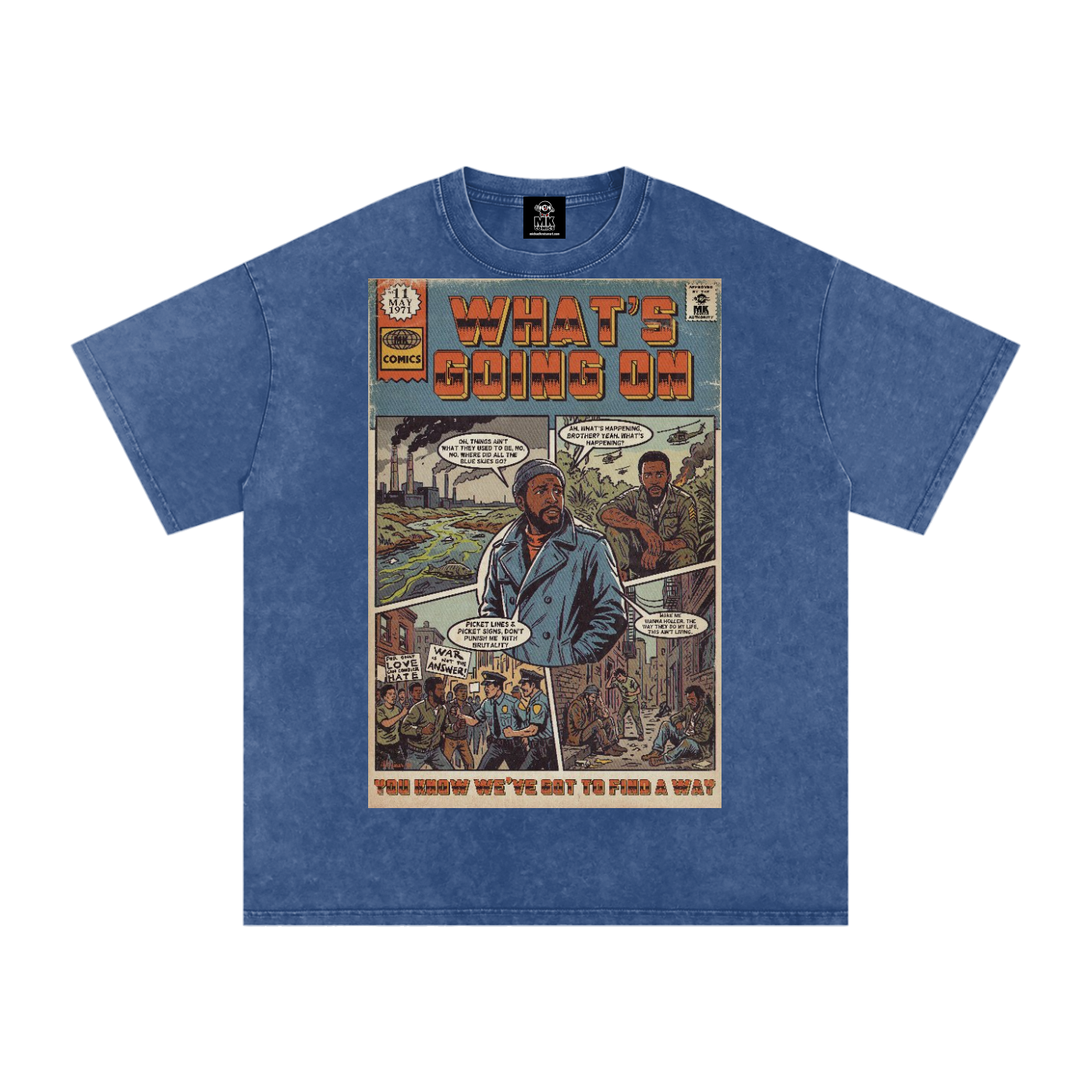 What's Going On - Snow Washed Oversized Cotton T-Shirt