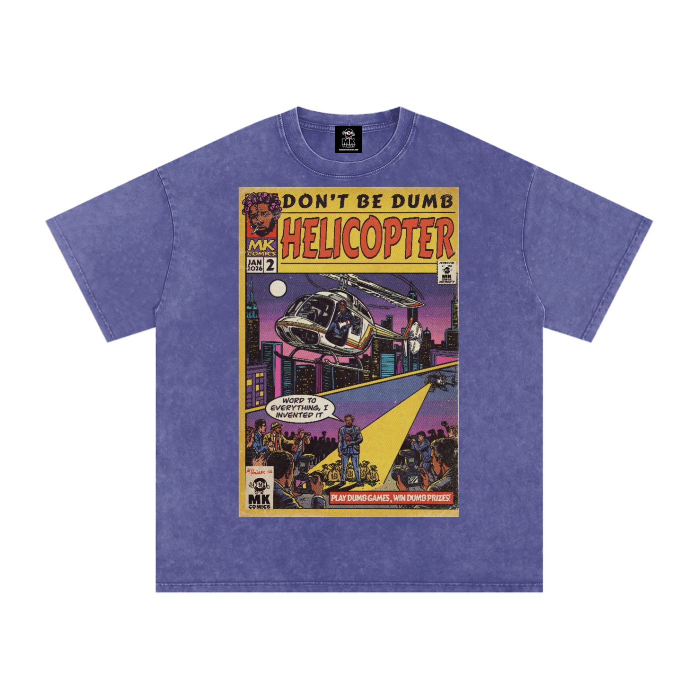 Helicopter - Snow Washed Oversized Cotton T-Shirt