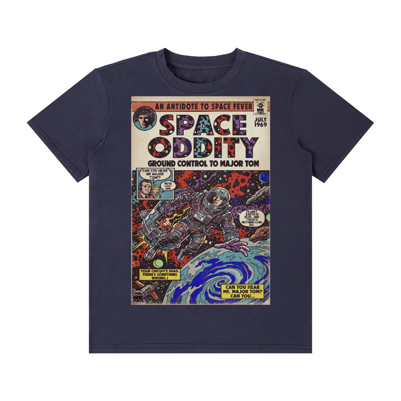 Space Oddity - SIZE UP 1 SIZE - Unisex Classic Crew Neck Cotton T-Shirt