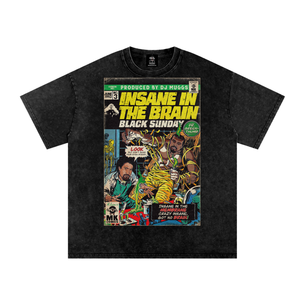 Insane in the Brain - Snow Washed Oversized Cotton T-Shirt