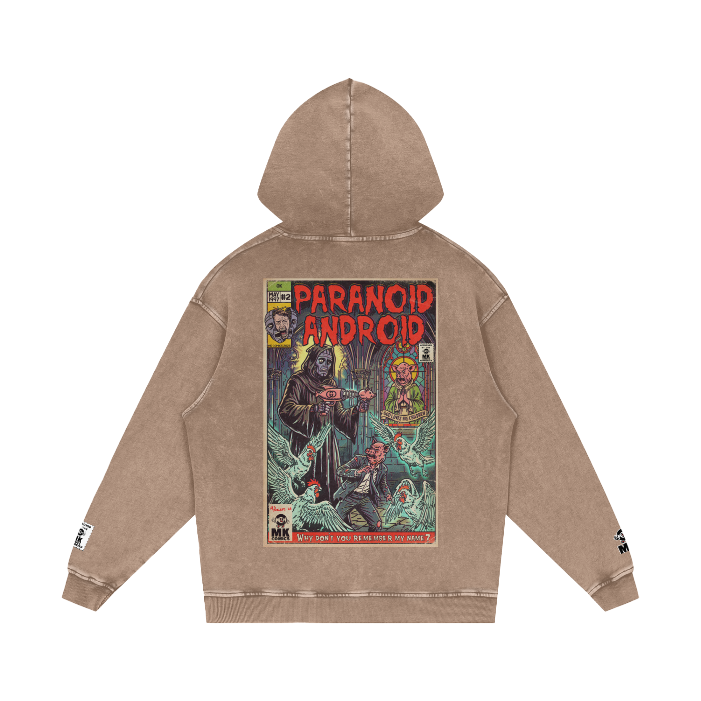 Paranoid Android -  Snow Washed Loose Cotton Hoodie