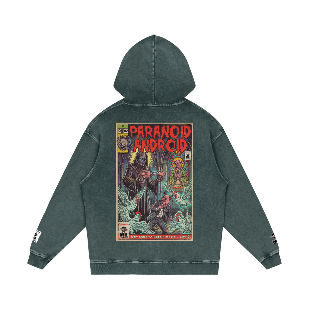 Paranoid Android -  Snow Washed Loose Cotton Hoodie
