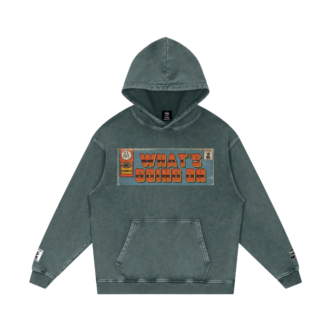 What's Going On - Snow Washed Loose Cotton Hoodie