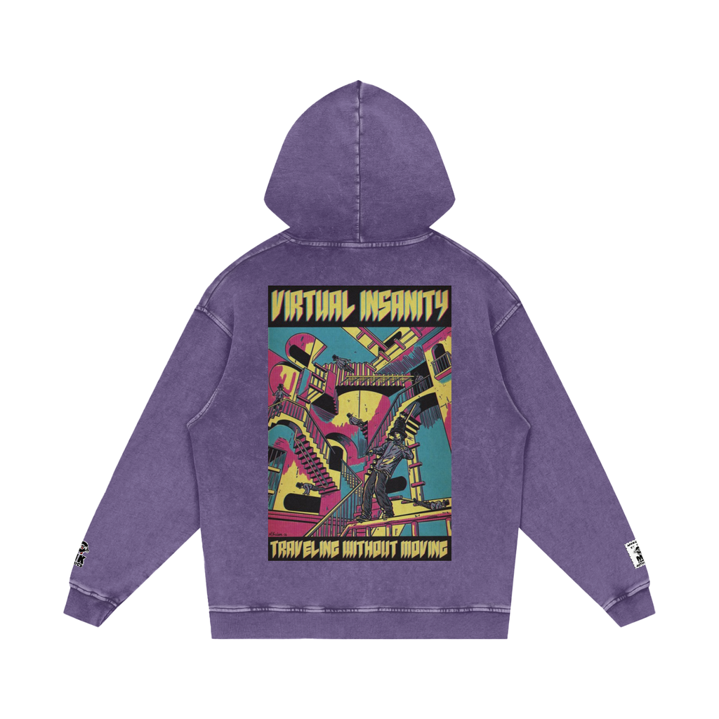 Virtual Insanity - Snow Washed Loose Cotton Hoodie