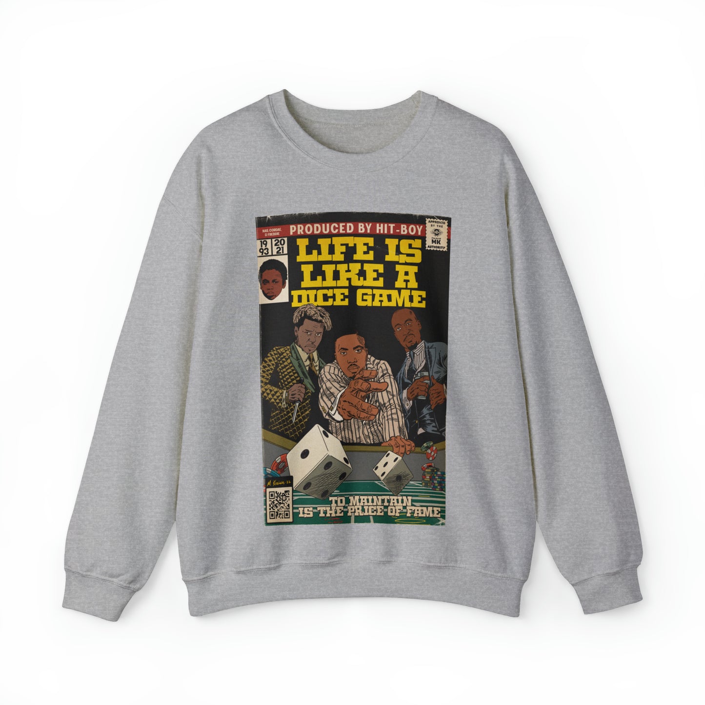 Nas, Cordae, & Freddie, Life Is Like A Dice Game - Unisex Heavy Blend™ Crewneck Sweatshirt