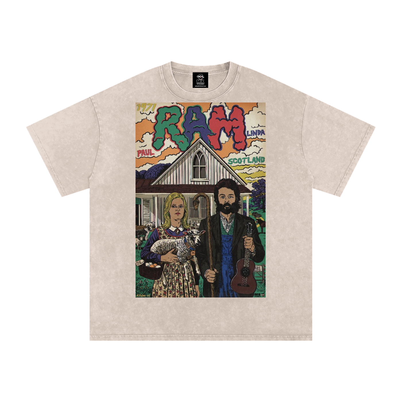 Ram - Snow Washed Oversized Cotton T-Shirt