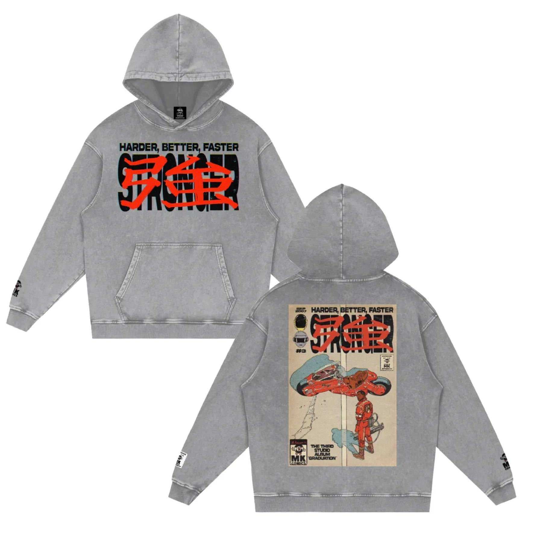 Stronger - Snow Washed Loose Cotton Hoodie