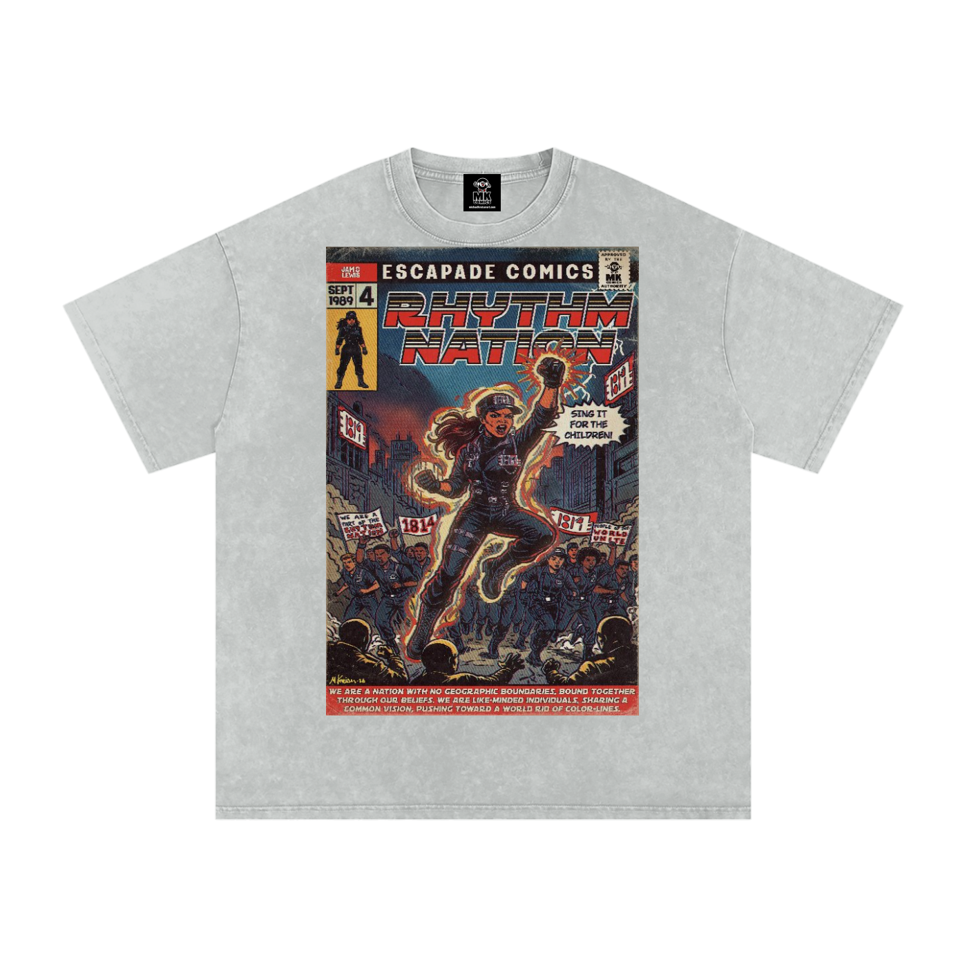 Rhythm Nation - Snow Washed Oversized Cotton T-Shirt