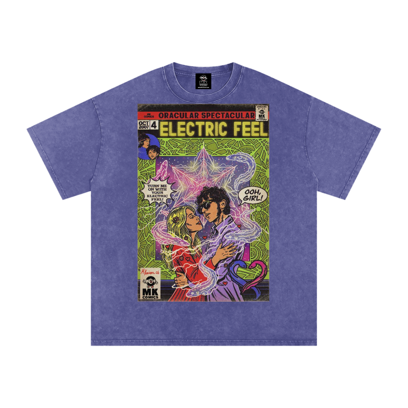 Electric Feel - Snow Washed Oversized Cotton T-Shirt