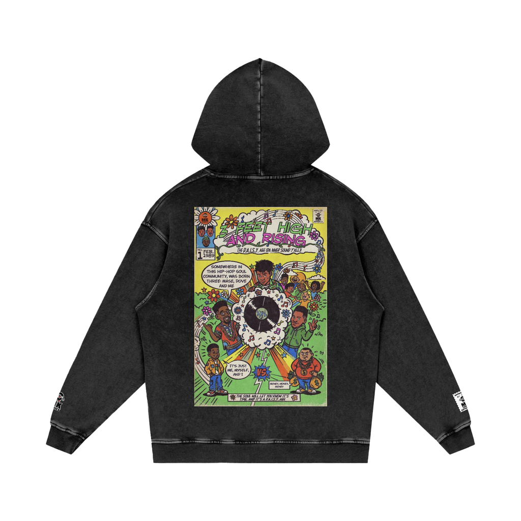 3 Feet High & Rising - Snow Washed Loose Cotton Hoodie