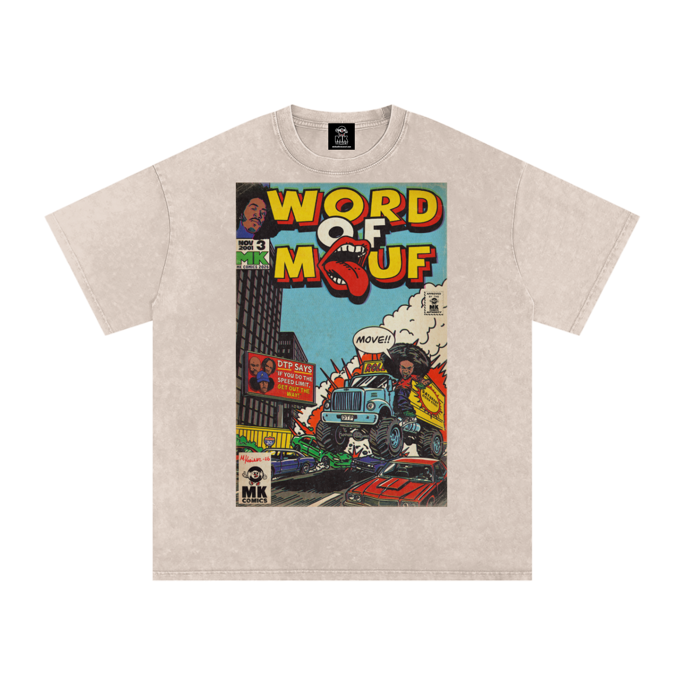 Word of Mouf - Snow Washed Oversized Cotton T-Shirt