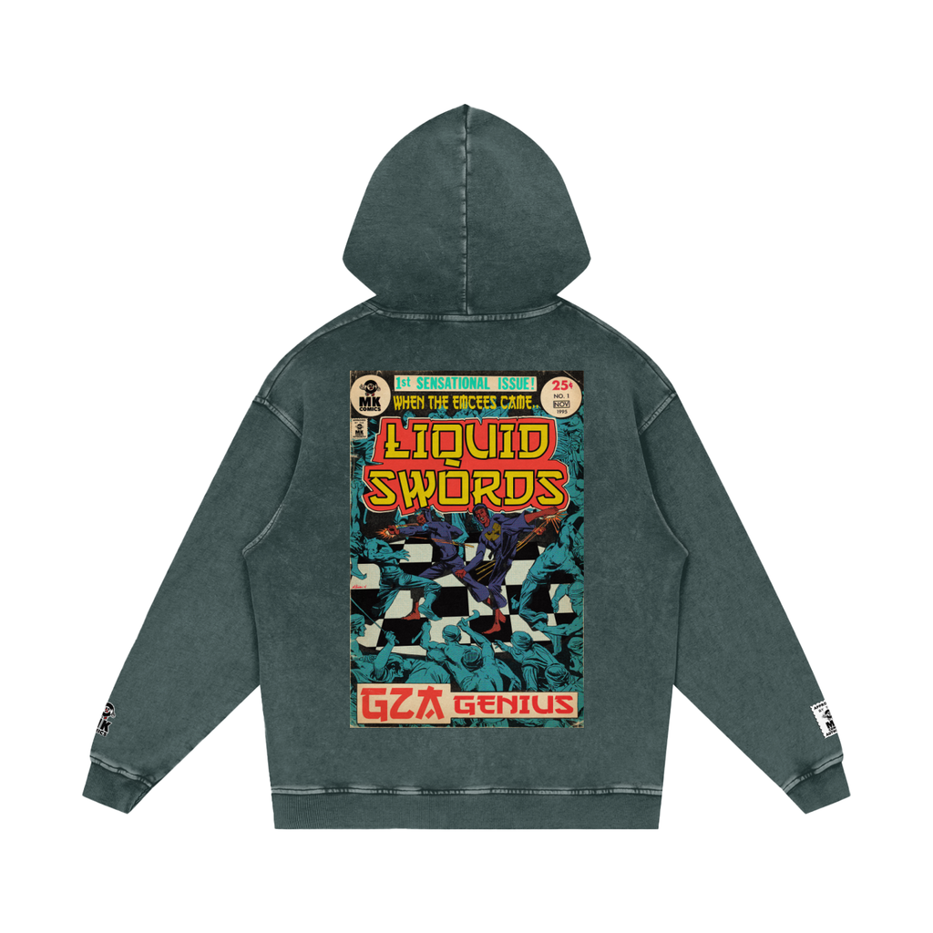 Liquid Swords - Snow Washed Loose Cotton Hoodie