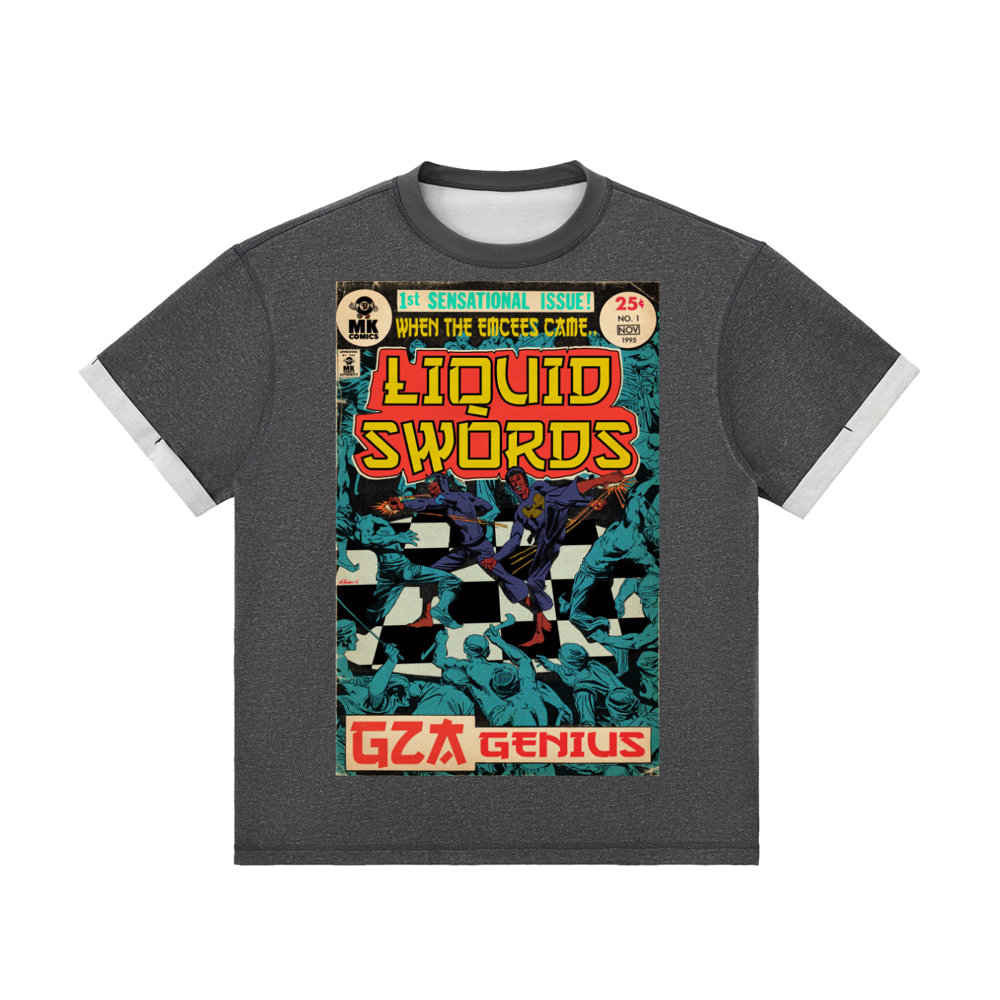 Liquid Swords - Contrast Cuff Cuffed T-Shirt