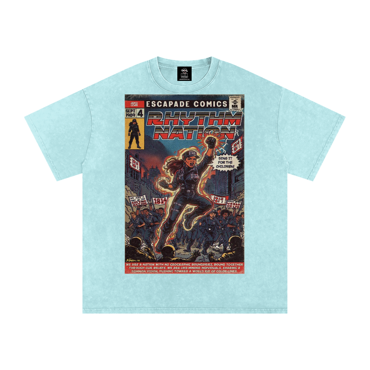 Rhythm Nation - Snow Washed Oversized Cotton T-Shirt