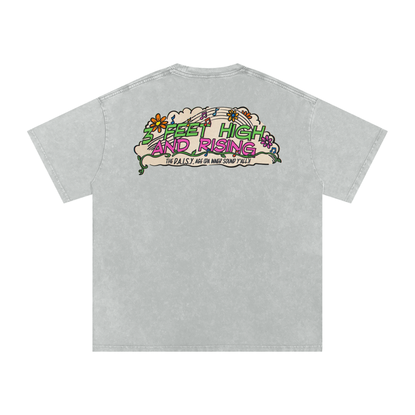 3 Feet High & Rising - Snow Washed Oversized Cotton T-Shirt