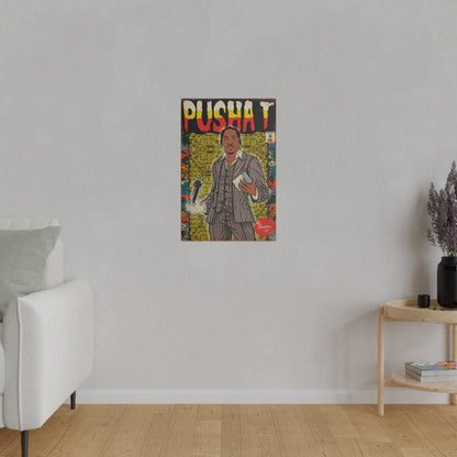 Pusha T - Comic Book Art - Matte Canvas, Stretched, 0.75"