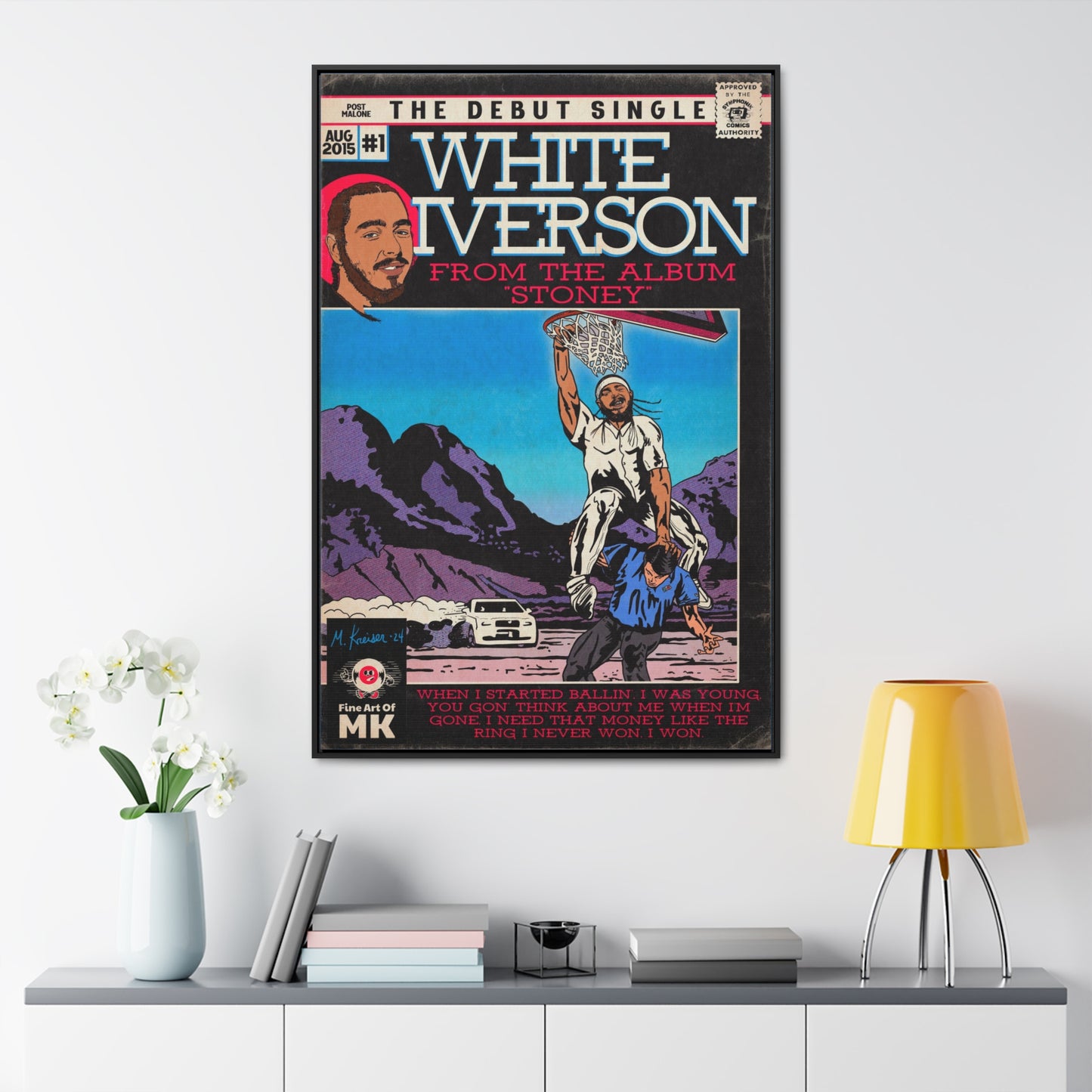 Post Malone - White Iverson - Gallery Canvas Wraps, Vertical Frame