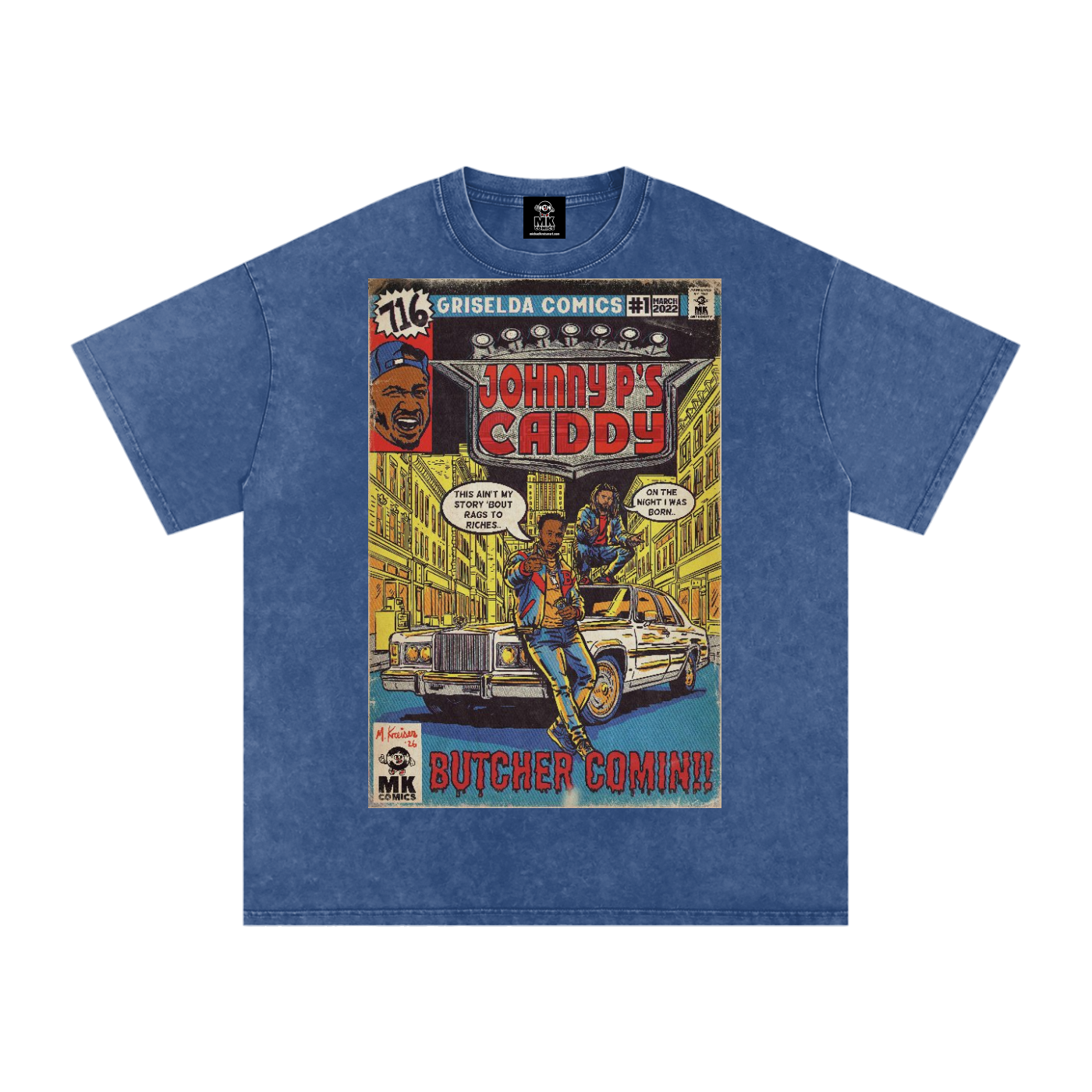 Johnny P's Caddy - Snow Washed Oversized Cotton T-Shirt