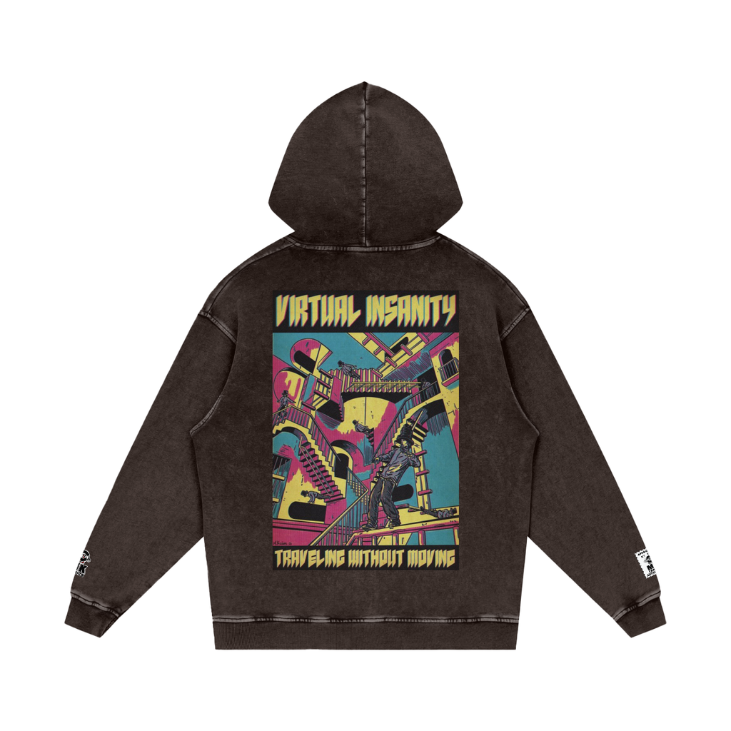 Virtual Insanity - Snow Washed Loose Cotton Hoodie