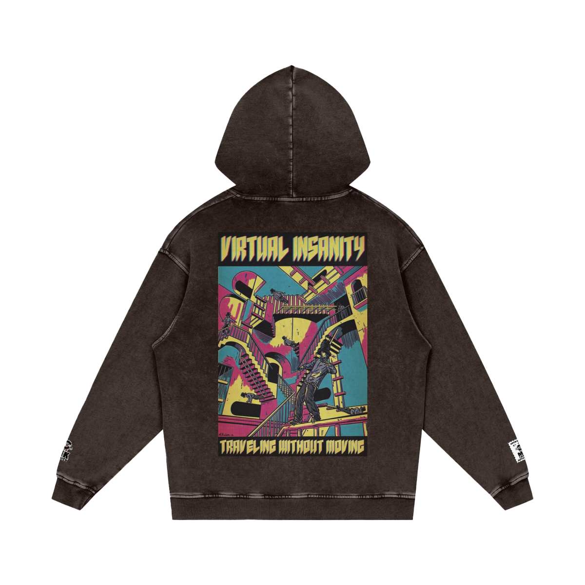 Virtual Insanity - Snow Washed Loose Cotton Hoodie