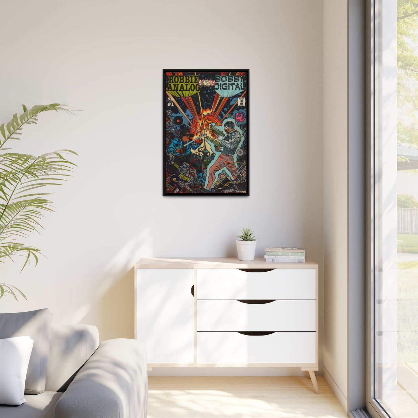Analog vs. Digital - Matte Canvas, Framed (Multi-color)