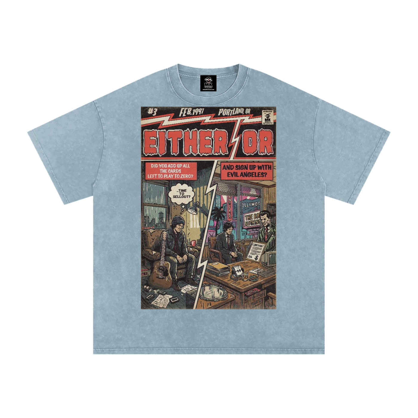 Either/Or - Snow Washed Oversized Cotton T-Shirt